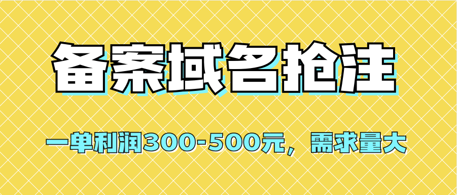 【全网首发】备案域名抢注，一单利润300-500元，需求量大小鳄启创-网创项目资源站-副业项目-创业项目-搞钱项目小鳄启创