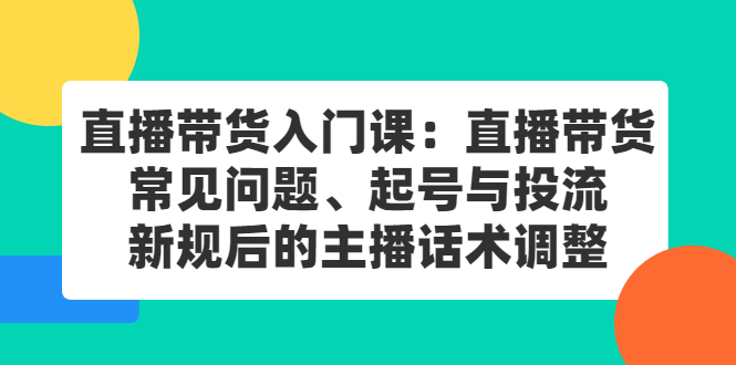 直播带货入门课：直播带货常见问题、起号与投流、新规后的主播话术调整小鳄启创-网创项目资源站-副业项目-创业项目-搞钱项目小鳄启创