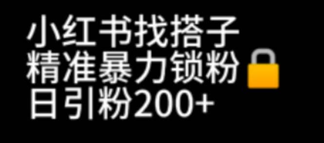 小红书找搭子暴力精准锁粉+引流日引200+精准粉小鳄启创-网创项目资源站-副业项目-创业项目-搞钱项目小鳄启创