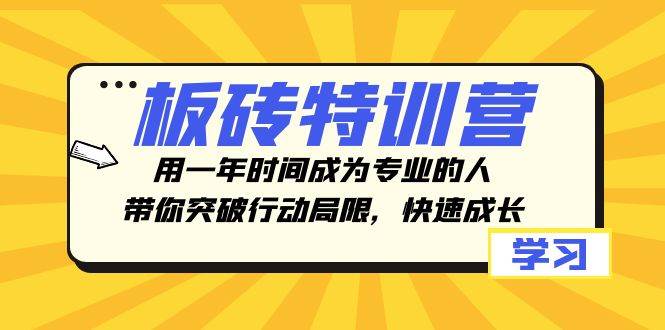 板砖特训营，用一年时间成为专业的人，带你突破行动局限，快速成长小鳄启创-网创项目资源站-副业项目-创业项目-搞钱项目小鳄启创