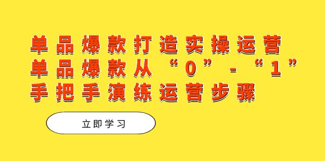 单品爆款打造实操运营，单品爆款从“0”-“1”手把手演练运营步骤小鳄启创-网创项目资源站-副业项目-创业项目-搞钱项目小鳄启创
