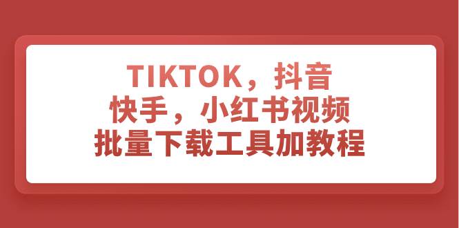 TIKTOK，抖音，快手，小红书视频批量下载工具加教程小鳄启创-网创项目资源站-副业项目-创业项目-搞钱项目小鳄启创