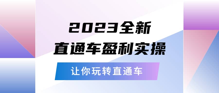 2023全新直通车·盈利实操：从底层，策略到搭建，让你玩转直通车小鳄启创-网创项目资源站-副业项目-创业项目-搞钱项目小鳄启创
