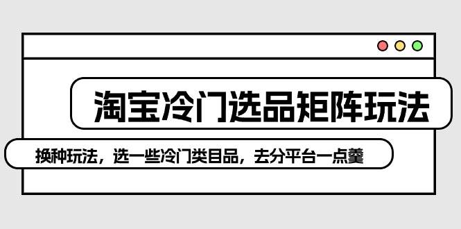 淘宝冷门选品矩阵玩法：换种玩法，选一些冷门类目品，去分平台一点羹小鳄启创-网创项目资源站-副业项目-创业项目-搞钱项目小鳄启创