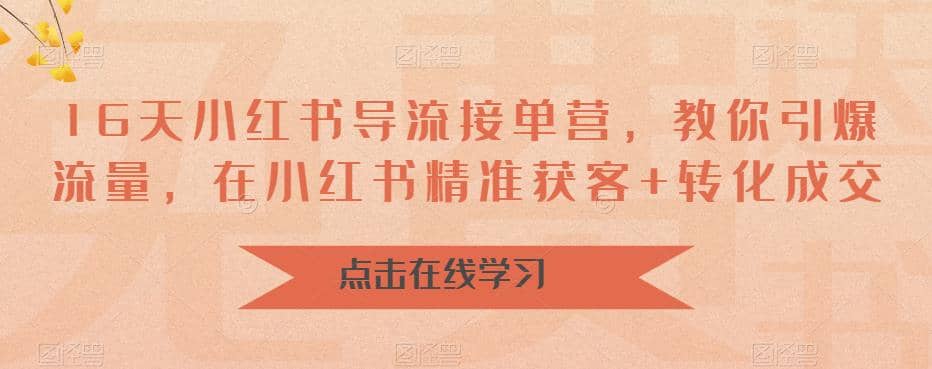 16天-小红书 导流接单营，教你引爆流量，在小红书精准获客+转化成交小鳄启创-网创项目资源站-副业项目-创业项目-搞钱项目小鳄启创