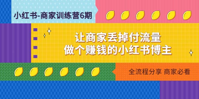 小红书-商家训练营12期：让商家丢掉付流量小鳄启创-网创项目资源站-副业项目-创业项目-搞钱项目小鳄启创