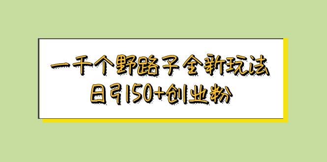 一千个野路子全新玩法 日引50+创业粉小鳄启创-网创项目资源站-副业项目-创业项目-搞钱项目小鳄启创