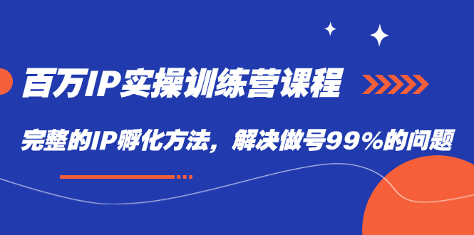 百万IP实战训练营课程，完整的IP孵化方法，解决做号99%的问题小鳄启创-网创项目资源站-副业项目-创业项目-搞钱项目小鳄启创