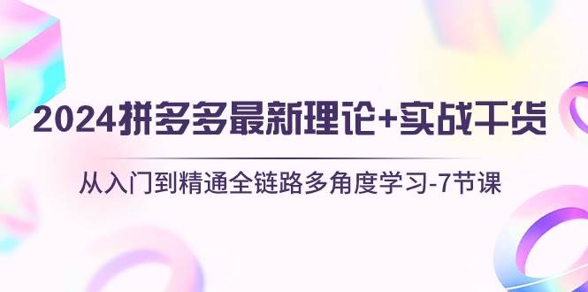 2024拼多多 最新理论+实战干货，从入门到精通全链路多角度学习-7节课小鳄启创-网创项目资源站-副业项目-创业项目-搞钱项目小鳄启创