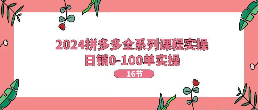 2024拼多多全系列课程实操，日销0-100单实操【16节课】小鳄启创-网创项目资源站-副业项目-创业项目-搞钱项目小鳄启创