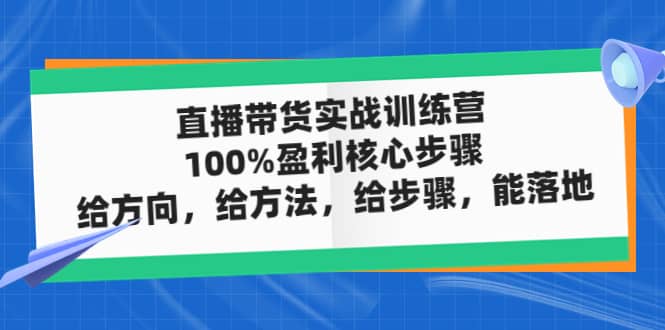 直播带货实战训练营：100%盈利核心步骤，给方向，给方法，给步骤，能落地小鳄启创-网创项目资源站-副业项目-创业项目-搞钱项目小鳄启创