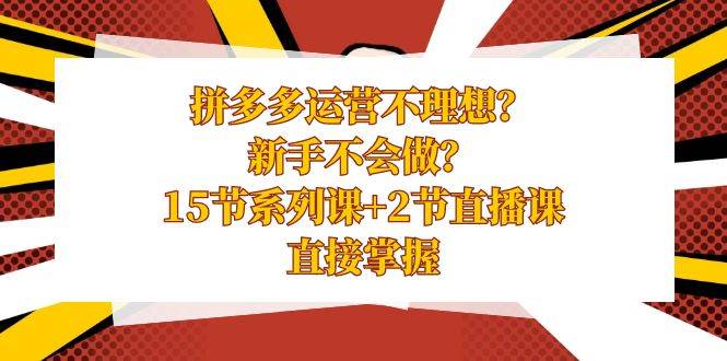 拼多多运营不理想？新手不会做？15节系列课+2节直播课，直接掌握小鳄启创-网创项目资源站-副业项目-创业项目-搞钱项目小鳄启创