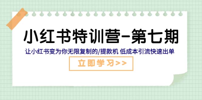 小红书特训营-第七期 让小红书变为你无限复制的/提款机 低成本引流快速出单小鳄启创-网创项目资源站-副业项目-创业项目-搞钱项目小鳄启创