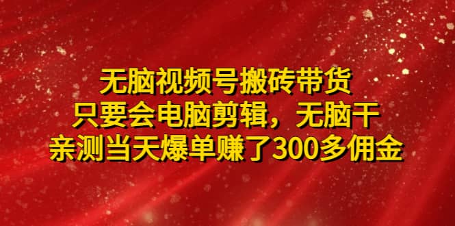 无脑视频号搬砖带货，只要会电脑剪辑，无脑干小鳄启创-网创项目资源站-副业项目-创业项目-搞钱项目小鳄启创