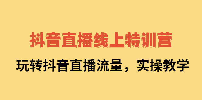 抖音直播线上特训营：玩转抖音直播流量，实操教学小鳄启创-网创项目资源站-副业项目-创业项目-搞钱项目小鳄启创