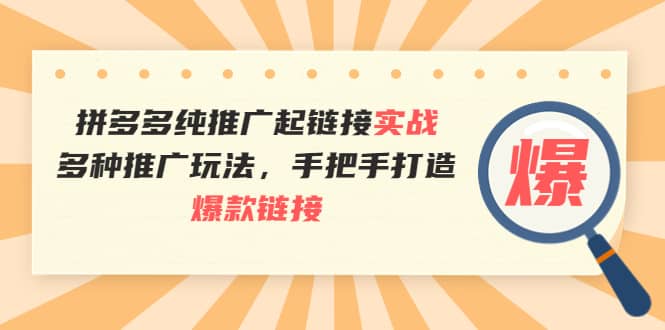 拼多多纯推广起链接实战：多种推广玩法，手把手打造爆款链接小鳄启创-网创项目资源站-副业项目-创业项目-搞钱项目小鳄启创
