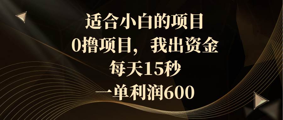 适合小白的项目，0撸项目，我出资金，每天15秒，一单利润600小鳄启创-网创项目资源站-副业项目-创业项目-搞钱项目小鳄启创