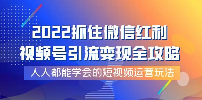 2022抓住微信红利，视频号引流变现全攻略，人人都能学会的短视频运营玩法小鳄启创-网创项目资源站-副业项目-创业项目-搞钱项目小鳄启创