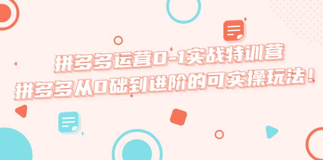 拼多多运营0-1实战特训营，拼多多从0础到进阶的可实操玩法小鳄启创-网创项目资源站-副业项目-创业项目-搞钱项目小鳄启创