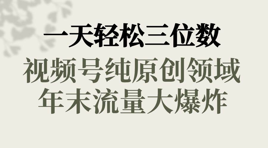 一天轻松三位数，视频号纯原创领域，春节童子送祝福，年末流量大爆炸小鳄启创-网创项目资源站-副业项目-创业项目-搞钱项目小鳄启创