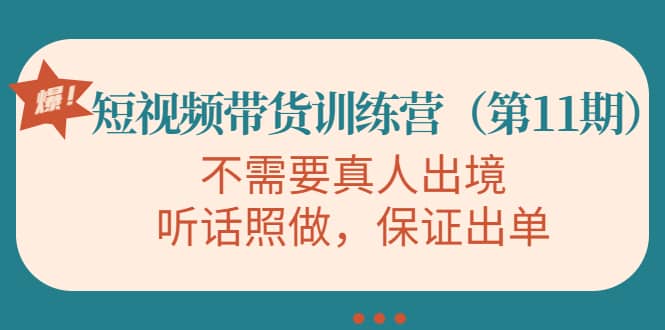 短视频带货训练营（第11期），不需要真人出境，听话照做，保证出单小鳄启创-网创项目资源站-副业项目-创业项目-搞钱项目小鳄启创