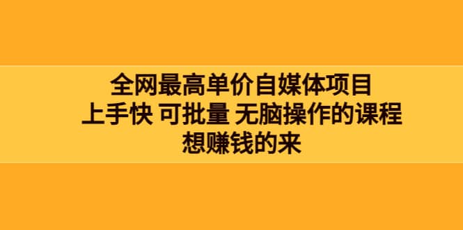 全网最单高价自媒体项目：上手快 可批量 无脑操作的课程，想赚钱的来小鳄启创-网创项目资源站-副业项目-创业项目-搞钱项目小鳄启创