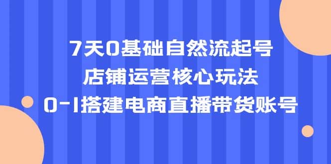 7天0基础自然流起号，店铺运营核心玩法，0-1搭建电商直播带货账号小鳄启创-网创项目资源站-副业项目-创业项目-搞钱项目小鳄启创