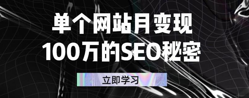 单个网站月变现100万的SEO秘密，百分百做出赚钱站点小鳄启创-网创项目资源站-副业项目-创业项目-搞钱项目小鳄启创
