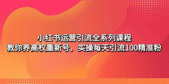 小红书运营引流全系列课程：教你养高权重新号小鳄启创-网创项目资源站-副业项目-创业项目-搞钱项目小鳄启创