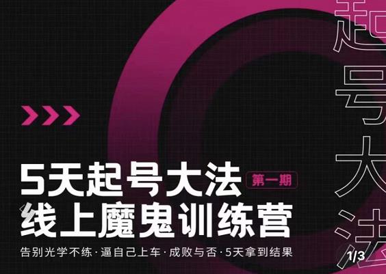 五天起号魔鬼训练营，告别光学不练，逼自己上车，成败与否，5天拿到结果小鳄启创-网创项目资源站-副业项目-创业项目-搞钱项目小鳄启创