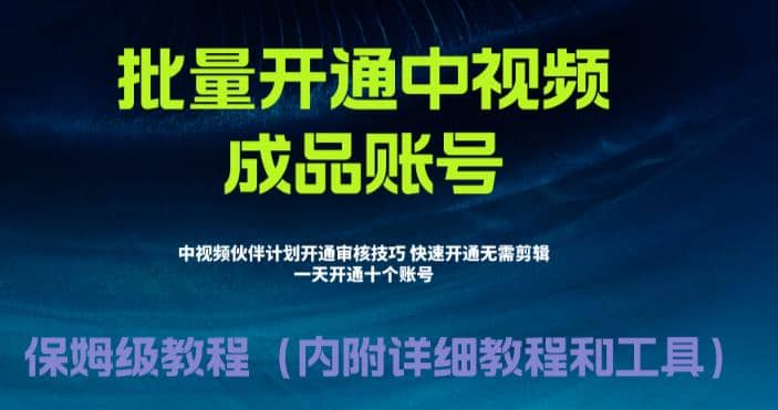 外面收费1980暴力开通中视频计划教程，附 快速通过中视频伙伴计划的办法小鳄启创-网创项目资源站-副业项目-创业项目-搞钱项目小鳄启创