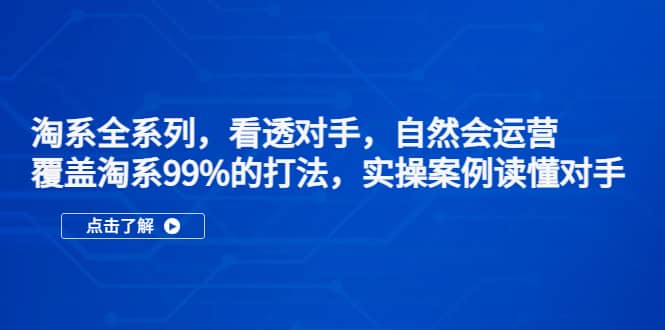 淘系全系列，看透对手，自然会运营，覆盖淘系99%·打法，实操案例读懂对手小鳄启创-网创项目资源站-副业项目-创业项目-搞钱项目小鳄启创