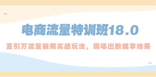 电商流量特训班18.0，直引万流量破局实操玩法，现场出数据拿结果小鳄启创-网创项目资源站-副业项目-创业项目-搞钱项目小鳄启创