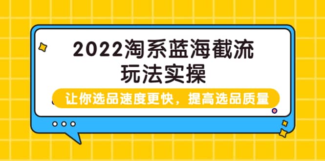 2022淘系蓝海截流玩法实操：让你选品速度更快，提高选品质量（价值599）小鳄启创-网创项目资源站-副业项目-创业项目-搞钱项目小鳄启创