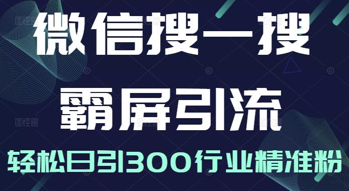 微信搜一搜霸屏引流课，打造被动精准引流系统，轻松日引300行业精准粉【无水印】小鳄启创-网创项目资源站-副业项目-创业项目-搞钱项目小鳄启创