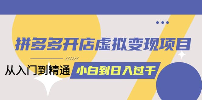 拼多多开店虚拟变现项目：入门到精通 从小白到日入1000（完整版）4月10更新小鳄启创-网创项目资源站-副业项目-创业项目-搞钱项目小鳄启创