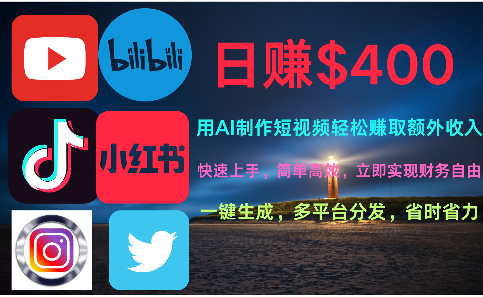 玩转全网视频平台，创造视频就能轻松赚取每天400美金小鳄启创-网创项目资源站-副业项目-创业项目-搞钱项目小鳄启创
