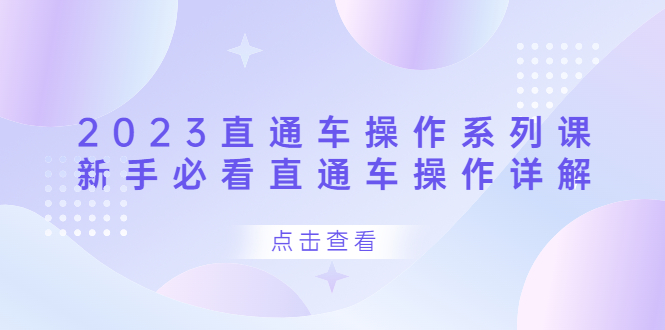 2023直通车操作 系列课，新手必看直通车操作详解小鳄启创-网创项目资源站-副业项目-创业项目-搞钱项目小鳄启创