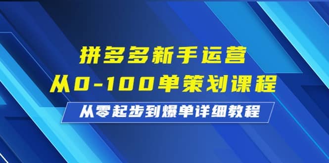 拼多多新手运营从0-100单策划课程，从零起步到爆单详细教程小鳄启创-网创项目资源站-副业项目-创业项目-搞钱项目小鳄启创