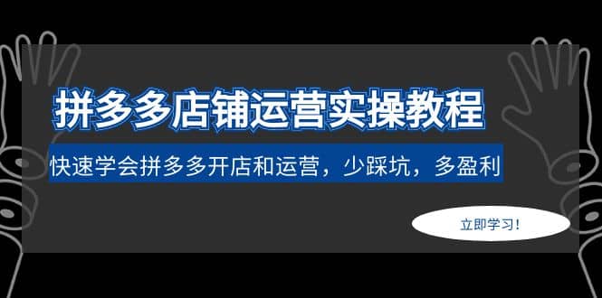 拼多多店铺运营实操教程：快速学会拼多多开店和运营，少踩坑，多盈利小鳄启创-网创项目资源站-副业项目-创业项目-搞钱项目小鳄启创