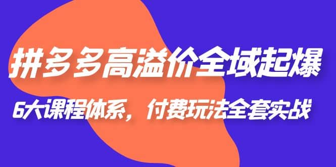 拼多多-高溢价 全域 起爆，6大课程体系，付费玩法全套实战小鳄启创-网创项目资源站-副业项目-创业项目-搞钱项目小鳄启创