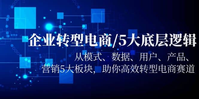 企业转型电商/5大底层逻辑，从模式 数据 用户 产品 营销5大板块，高效转型小鳄启创-网创项目资源站-副业项目-创业项目-搞钱项目小鳄启创