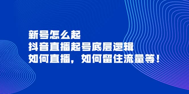 新号怎么起，抖音直播起号底层逻辑，如何直播，如何留住流量等小鳄启创-网创项目资源站-副业项目-创业项目-搞钱项目小鳄启创