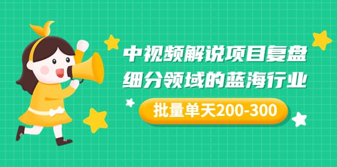 某付费文章：中视频解说项目复盘：细分领域的蓝海行业 批量单天200-300收益小鳄启创-网创项目资源站-副业项目-创业项目-搞钱项目小鳄启创