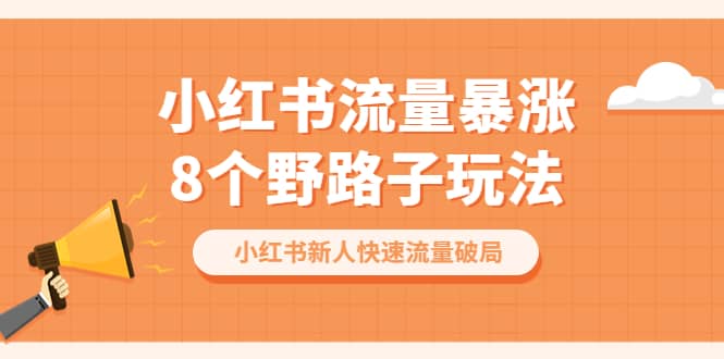 小红书流量-暴涨8个野路子玩法：小红书新人快速流量破局（8节课）小鳄启创-网创项目资源站-副业项目-创业项目-搞钱项目小鳄启创