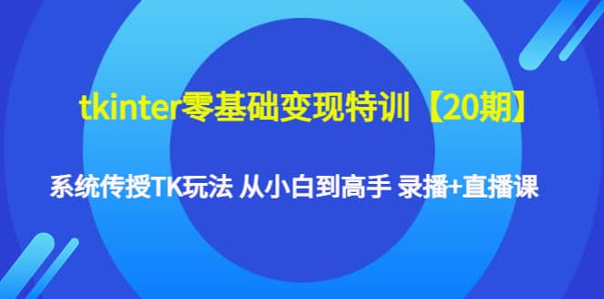 tkinter零基础变现特训【20期】系统传授TK玩法 从小白到高手 录播+直播课小鳄启创-网创项目资源站-副业项目-创业项目-搞钱项目小鳄启创