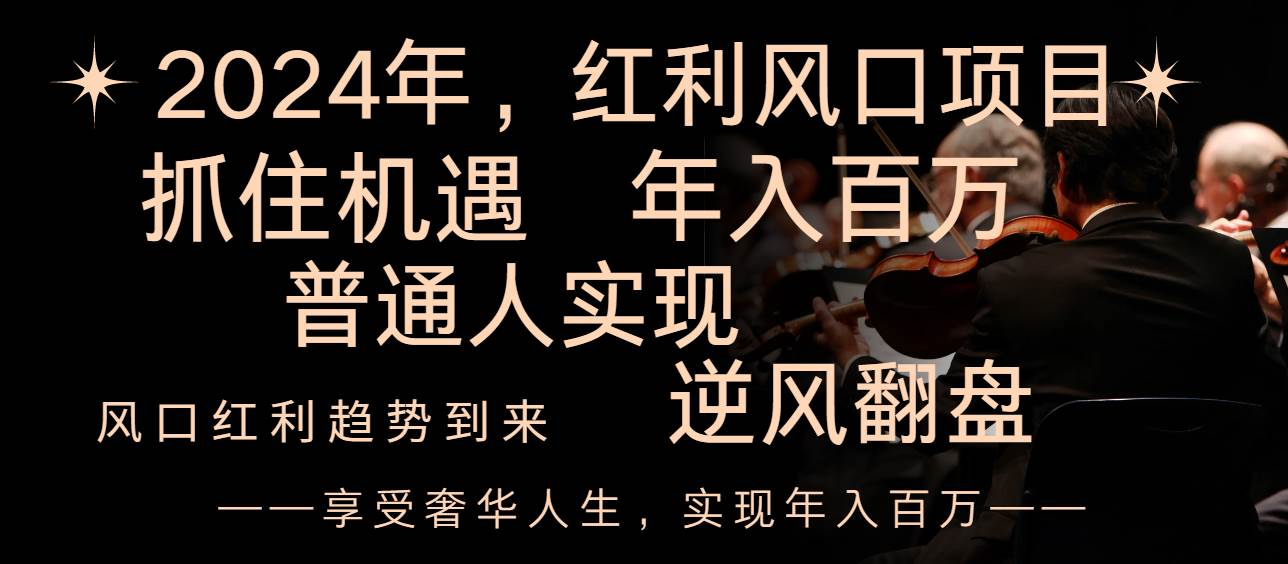 2024红利风口项目来袭，享受第一波红利，逆风翻盘普通人也能实现，年入百万小鳄启创-网创项目资源站-副业项目-创业项目-搞钱项目小鳄启创