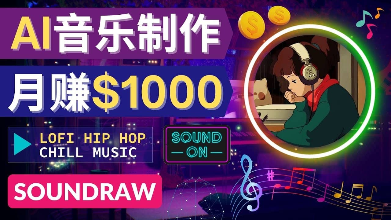无需任何音乐基础： 使用AI软件制作Lofi Hip Hop Chill Music 月赚1000美元小鳄启创-网创项目资源站-副业项目-创业项目-搞钱项目小鳄启创