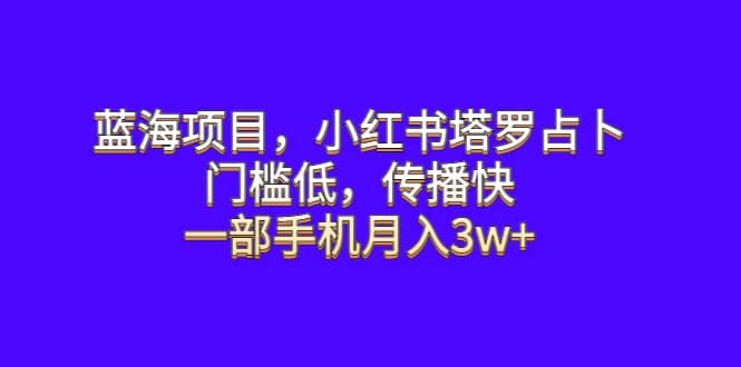 蓝海项目，小红书塔罗占卜，门槛低，传播快，一部手机月入3w+小鳄启创-网创项目资源站-副业项目-创业项目-搞钱项目小鳄启创
