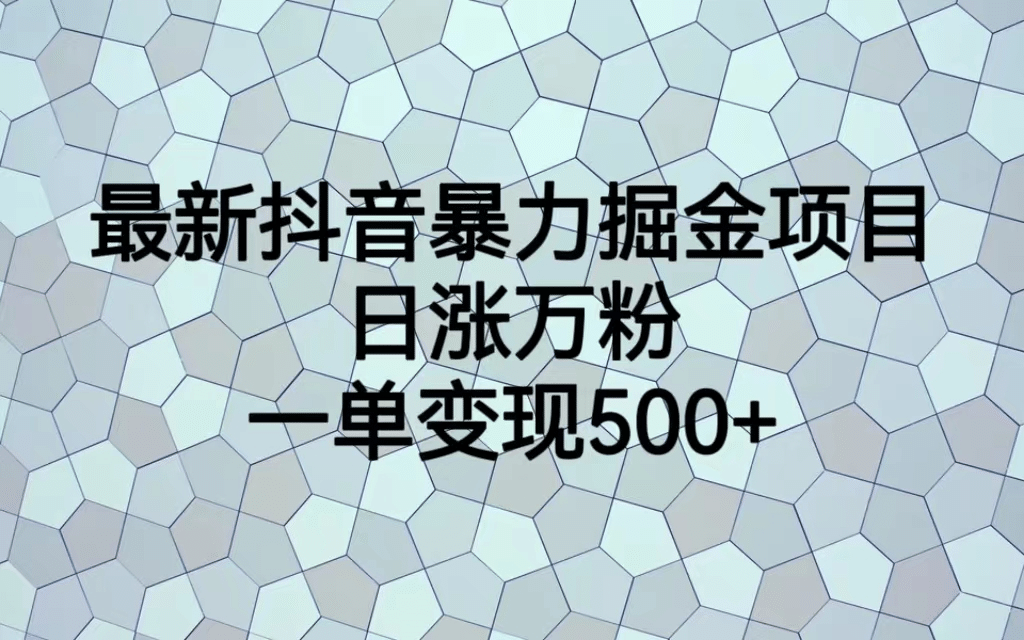 最火热的抖音暴力掘金项目，日涨万粉，多种变现方式，一单变现可达500+小鳄启创-网创项目资源站-副业项目-创业项目-搞钱项目小鳄启创